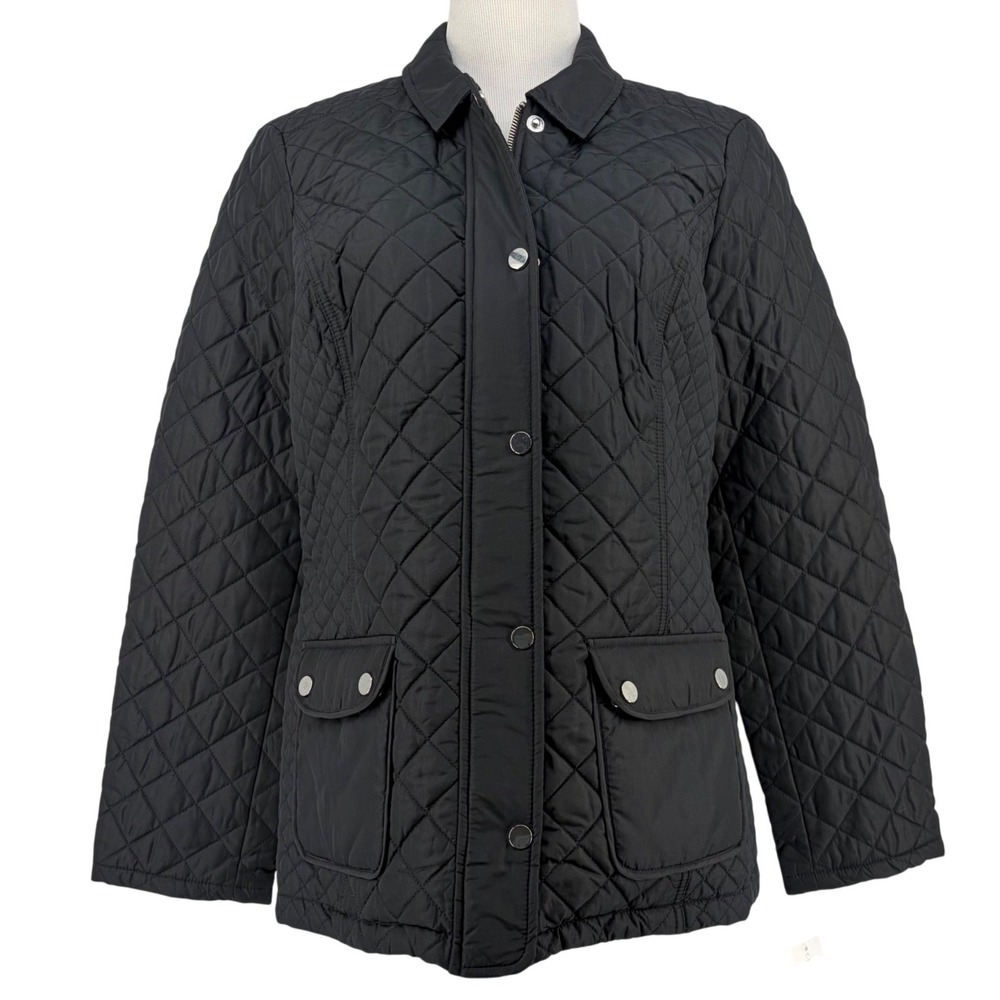 Quilted Jacket Black Diamond Lightweight Equestrian Barn Fall Travel Work Large